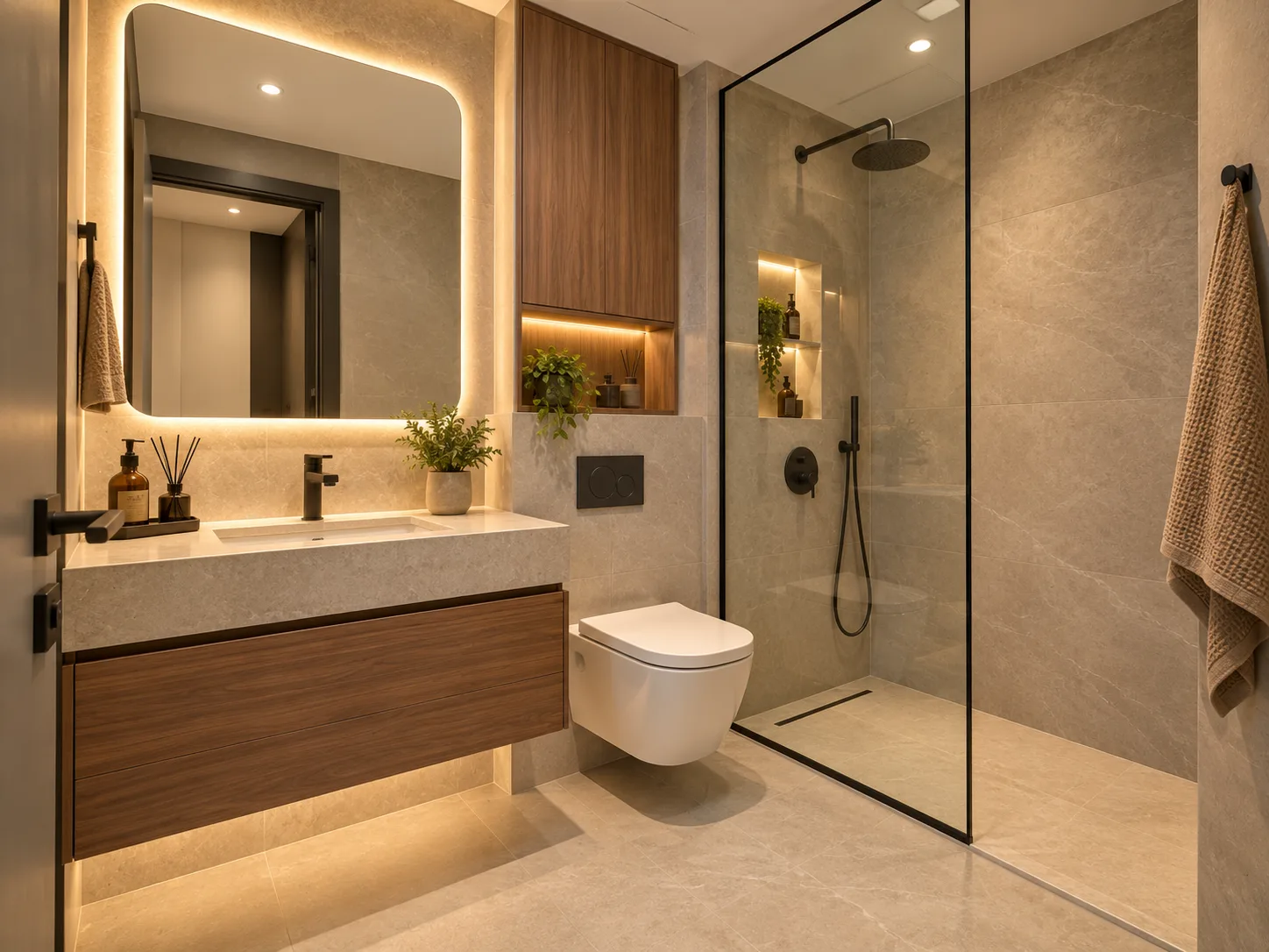 Kemal Koç Apartmanı 1+1 daire, temsili banyo tasarımı