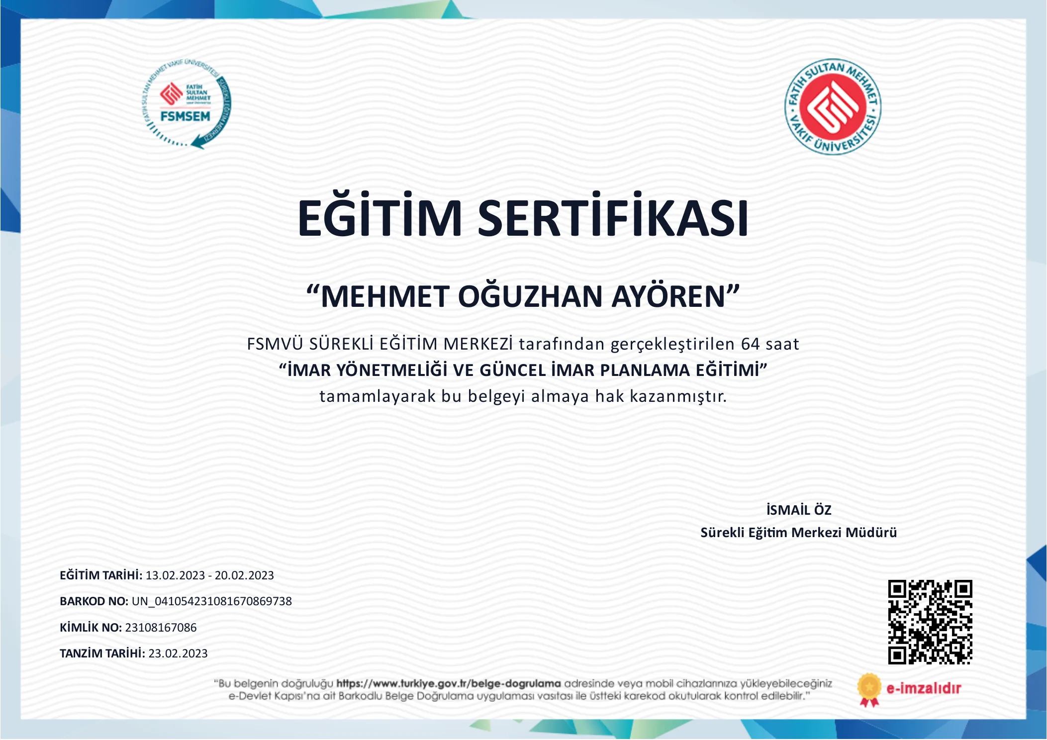 İmar Yönetmeliği ve Güncel İmar Planlama Eğitimi