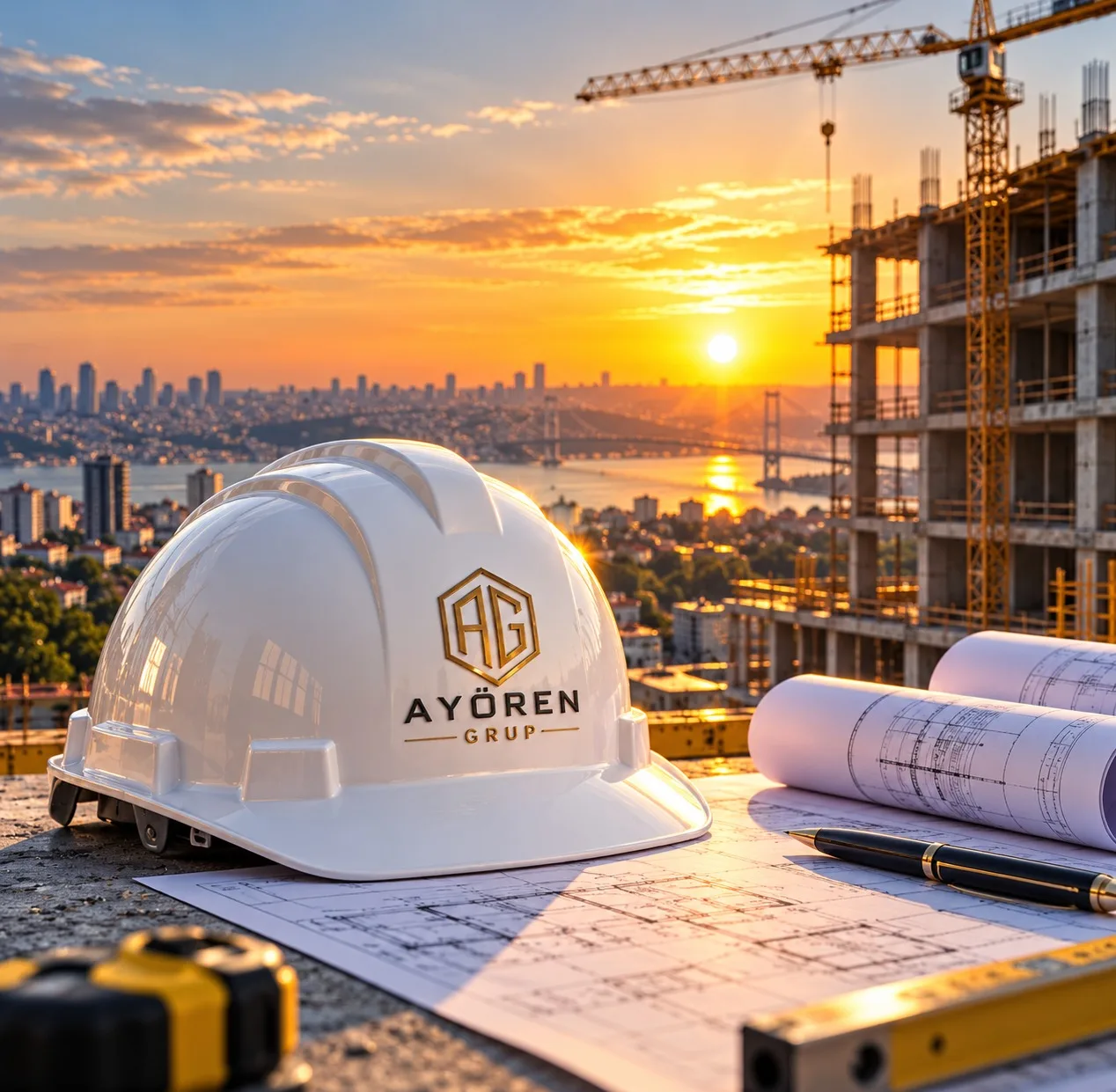 Ayören Grup bareti, şantiye ve İstanbul gün batımı